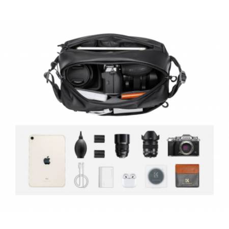 K&F Concept KF4445 Alpha Sling Bag 10 l - torba fotograficzna typu sling (na ramię, biodrowa), 10L, czarna - przykład użycia